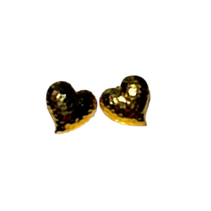 vintage puffy hearts hammered gold earrings pair